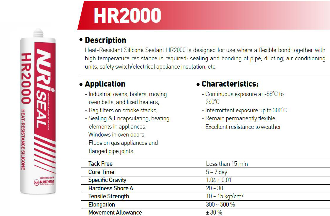 Keo cilicon chịu nhiệt HR2000